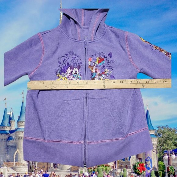 Walt Disney World Full Zip Embroidered Stitched Purple Fleece Sweatshirt Size S - Picture 6 of 9